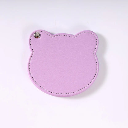 Zonyin Customized Personalized Logo Pu Leather Glass Mirror Lovely Black Bear Shaped Pocket Makeup Mirrors for Travel