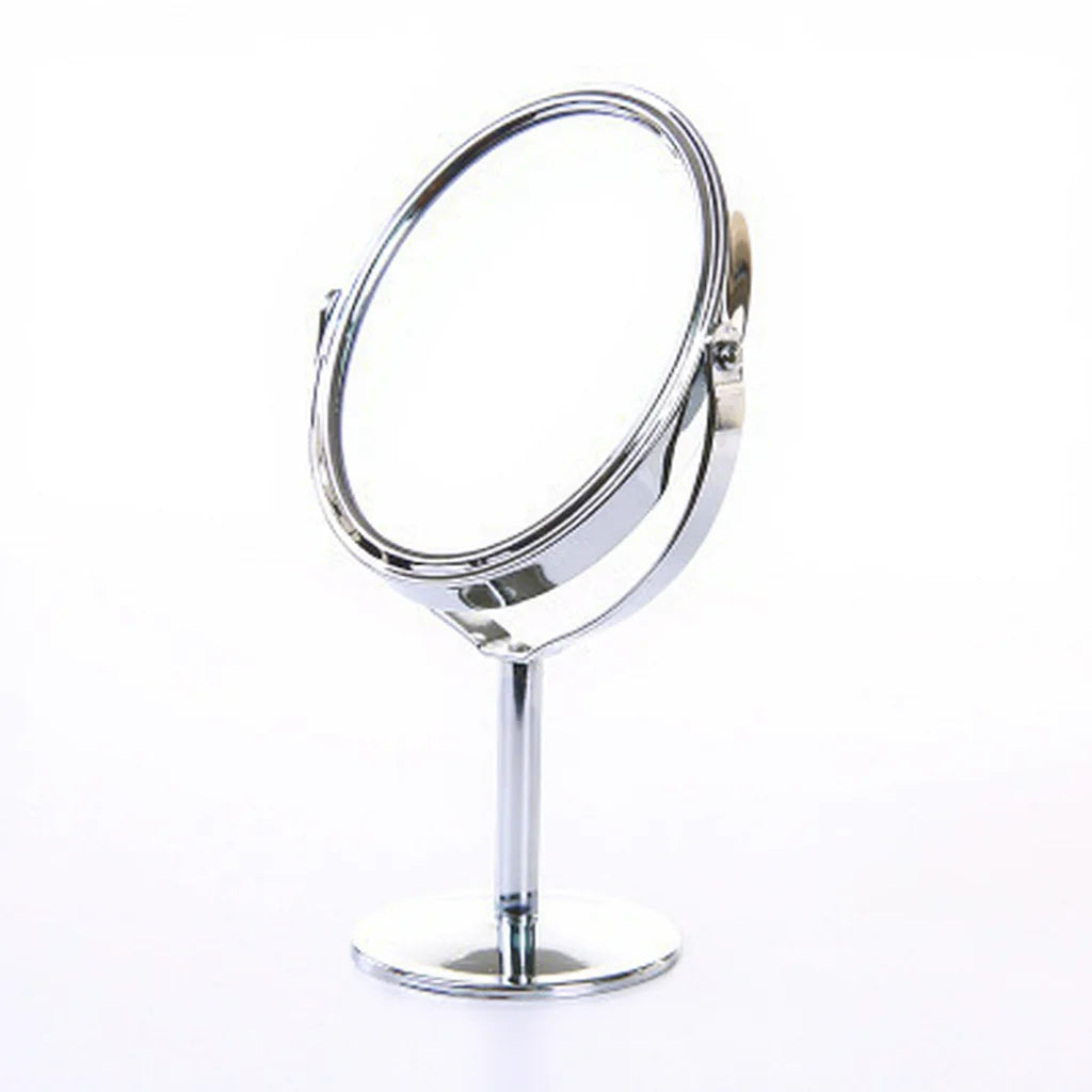 Desktop Double-sided Rotatable Stainless Steel Magnifying Glass Makeup Mirror for Student Dormitory and Household Dressing Use