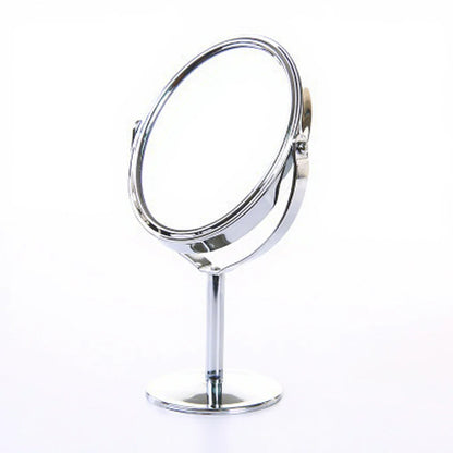 Desktop Double-sided Rotatable Stainless Steel Magnifying Glass Makeup Mirror for Student Dormitory and Household Dressing Use