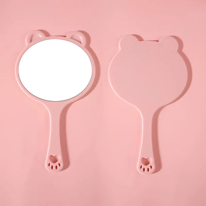 Zonyin Wholesale Cute Bear Shape Portable Handheld Makeup Mirror Salon Lash Mirror pink Hand Held Cosmetic Mirror for Girls