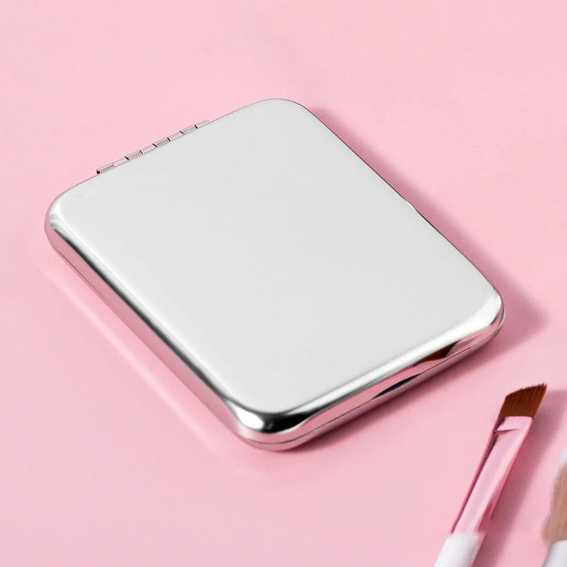 Zonyin New Arrival Square Stainless Steel Makeup Pocket Mirror Dual Side Small Cosmetic Mirror With Foldable Travel Mirror