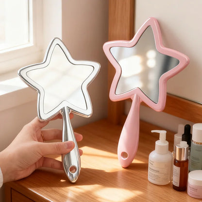 Zonyin New Design Large Pink Star Shaped Cute and Travel Makeup Mirror Personalized Eyelash Cosmetic Mirror Hand Held Mirror