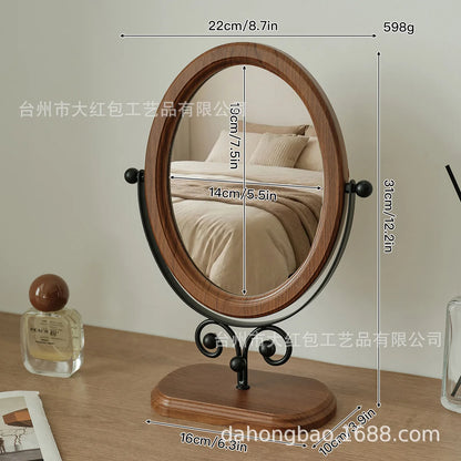 Zonyin Desktop Oval Rotating 360 Makeup Mirror Ins Style Dressing Table Mirror High Aesthetic Bedroom Vanity Mirror