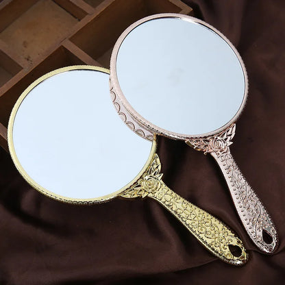 Zonyin Wholesale Plastic Handheld Makeup Mirror Oval Retro Travel Cosmetic Mirror with Portable Hand Held Mirror for Women Girls