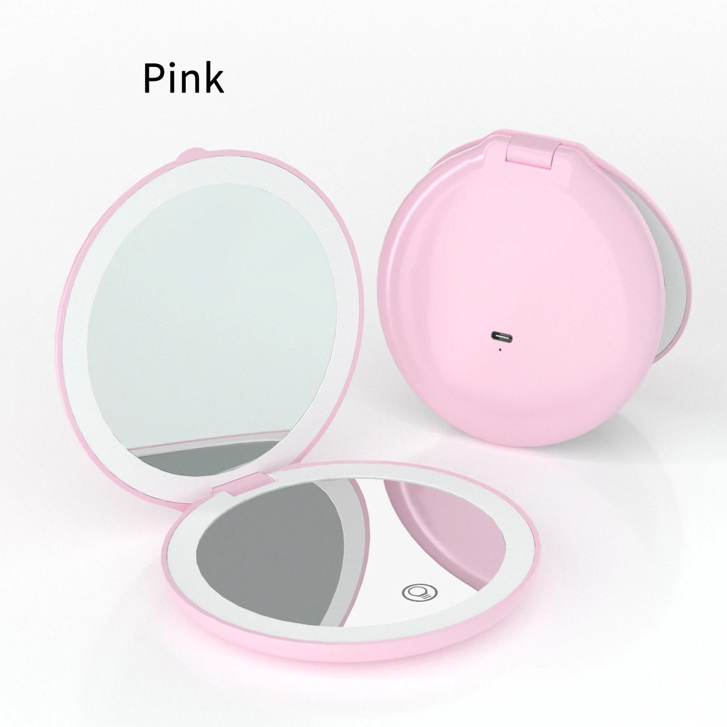 Zonyin Round Magnifying Led Portable Touch Screen Makeup Mirror Vanity Mirror With Light Compact Pocket Travel Mirror With Logo