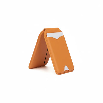 Zonyin Custom logo Magnetic MagSafe Makeup Mirror with Wallet for iPhone Foldable Mirror Card Holder Leather Pocket Mirror