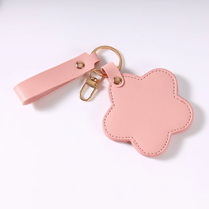 Zonyin NEW ARRIVAL Cute Yellow Star Small Makeup Mirror Customized Logo Pu Leather Pocket Cosmetic Keychain Mirror for Kids
