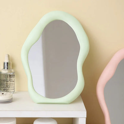Zonyin New Design Wholesale Custom Plastic Makeup Mirror Cloud Shape Desktop HD Cosmetic Mirror Portable Beauty Vanity Mirror