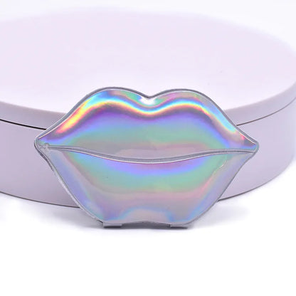 Zonyin Wholesale Personalized Custom Glittery Leather Lip Shaped Small Compact Pocket Makeup Mirror With Logo
