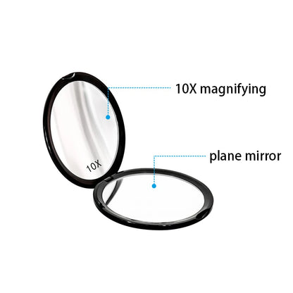 Zonyin Double-Sided Travel Makeup Mirror 10X Magnifying Compact Handbag Cosmetic Mirror Handheld Round Folding Pocket Mirror