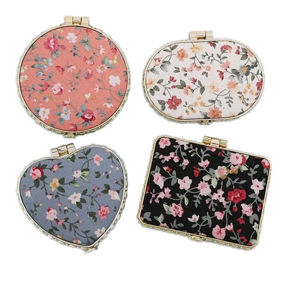 Zonyin High Quality Handheld Makeup Mirror Wholesale Vintage Silk Fabric Rectangle Oval & Round Sided Mirrors with Double Sides