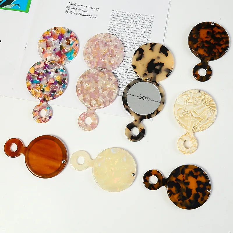 Zonyin Custom Logo Round Travel Cosmetic Mirror New Design Leopard Print Acetate Flip Pocket Handheld Makeup Mirror for Grills