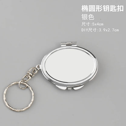 Zonyin Metal Keychain Mirror Creative Double Sided Folding Pocket Mirror Mini Gift Cosmetic Mirror with Ring for DIY Crafts