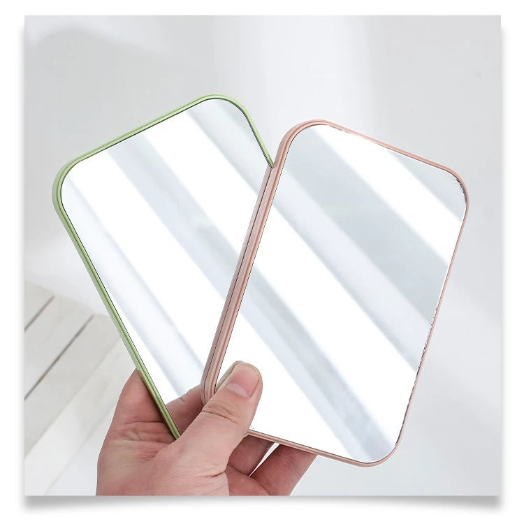 Zonyin Abs Plastic Desktop Rotatable Foldable Cosmetic Mirror Square HD Glass Princess Tabletop Makeup Mirror With Hanging Hole