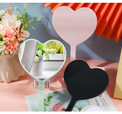 Zonyin Large Portable Travel Makeup Mirror Custom Logo Heart Shaped Hand Held Cosmetic Mirror Plastic Pocket Mirror for Girls