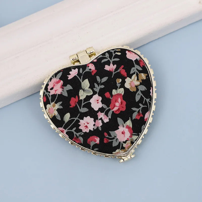 Zonyin High Quality Handheld Makeup Mirror Wholesale Vintage Silk Fabric Rectangle Oval & Round Sided Mirrors with Double Sides