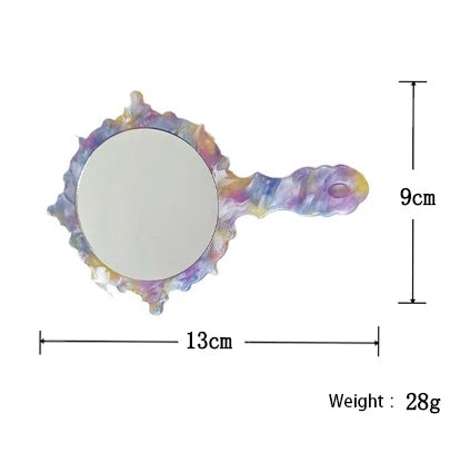 Zonyin Wholesale Diamond Pattern Acetate Makeup Mirror Portable Handle Handheld Cosmetic Mirror Colorful Women for Daily Use
