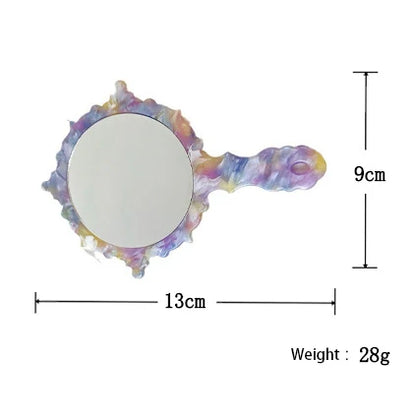 Zonyin Wholesale Diamond Pattern Acetate Makeup Mirror Portable Handle Handheld Cosmetic Mirror Colorful Women for Daily Use