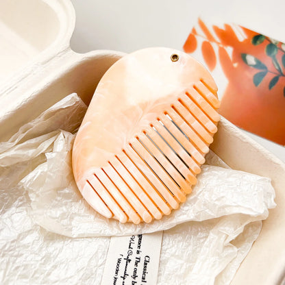 Zonyin Portable Oval Marble Makeup Mirror with Comb Foldable Rotating Cosmetic Pocket Mirror Hairbrush Combo Travel Mini Purse