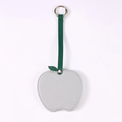 Zonyin Christmas Apple Design Baby Pink Pocket Makeup Mirror Customized Private Logo Small Mirror with Hanging Rope and Key Ring