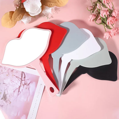 Zonyin Hot Sale Custom logo Large Handheld Mirror Lip Design Portable Plastic Personalized Hand Cosmetic Makeup Mirror for Girls