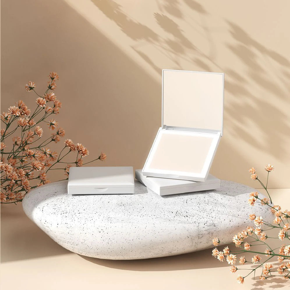 Zonyin Portable LED Magnifying Travel Cosmetic Mirror New Square Rechargeable Folding Compact Makeup Light Personalized Features