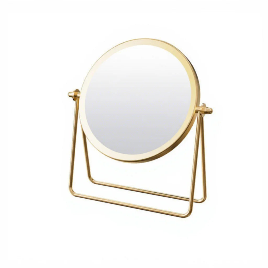 Desktop Double-sided Rotatable Stainless Steel Magnifying Glass Makeup Mirror for Student Dormitory and Household Dressing Use