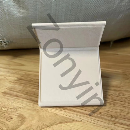 Zonyin High Quality White Rectangle PU Leather Folding Mirror LOW MOQ Custom Logo Portable Makeup Vanity Mirror for Travel