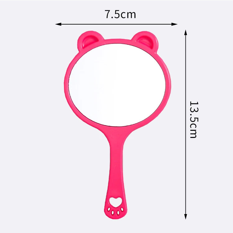 Zonyin Custom Logo Portable Handheld Makeup Mirror Cartoon Bear Head Handle Personalized Small Vanity Pocket Mirrors for Travel