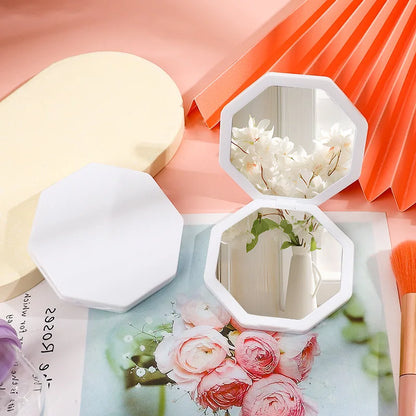 Zonyin New Portable Foldable Plastic Handheld Pocket Cosmetic Mirror Custom Mini Double-Sided Makeup Mirror for Travel