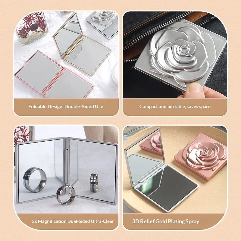 Zonyin Wholesale Square Makeup Mirror Double Sided Folding Pocket Mirror with Magnifying Portable Mini Plastic Cosmetic Mirror