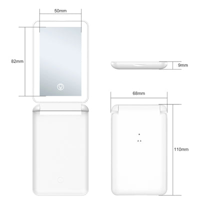 Zonyin Customized Logo Touch Screen Rechargeable Portable Make up Cosmetic Vanity With Led Light Folding Makeup Travel Mirror