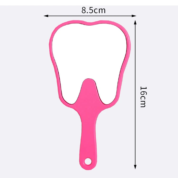 Zonyin Custom Logo Small Plastic Cute Tooth Shape Handheld Mirror Portable Compact Small Vintage Pocket Mirror for Gift