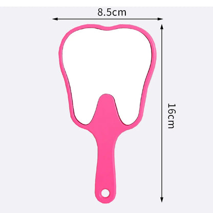 Zonyin Custom Logo Small Plastic Cute Tooth Shape Handheld Mirror Portable Compact Small Vintage Pocket Mirror for Gift