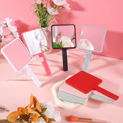 Zonyin Plastic Makeup Mirror Square Hand Held Single Side Mirrors Customized Logo Handheld Cosmetic Mirror With Handle