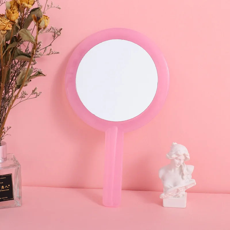 Zonyin New Round Double-sided Hand-held Travel Mirror Wholesale Makeup Mirror Portable Magnifying Glass Vanity Cosmetic Mirror