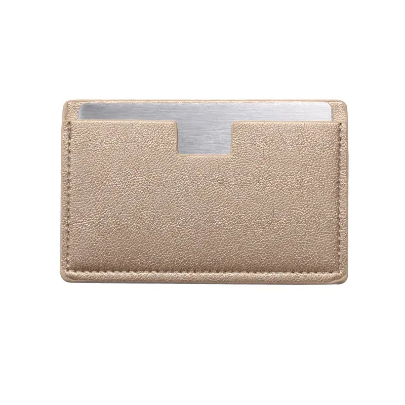 Zonyin Wholesale Rectangle Pull-out Design Travel Makeup Stainless Steel Mirror Custom Your Brand Logo With Pu Leather Case