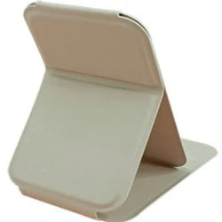 Zonyin Customized LOGO Travel Small Desktop Makeup Mirror White Portable Folding PU Leather Pocket Mirror for Women's Gift