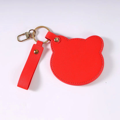 Zonyin NEW Product Cute Brown Bear Shaped Glass Pocket Mirror Pu Leather Travel Makeup Cosmetic Mirrors for Promotion Gifts