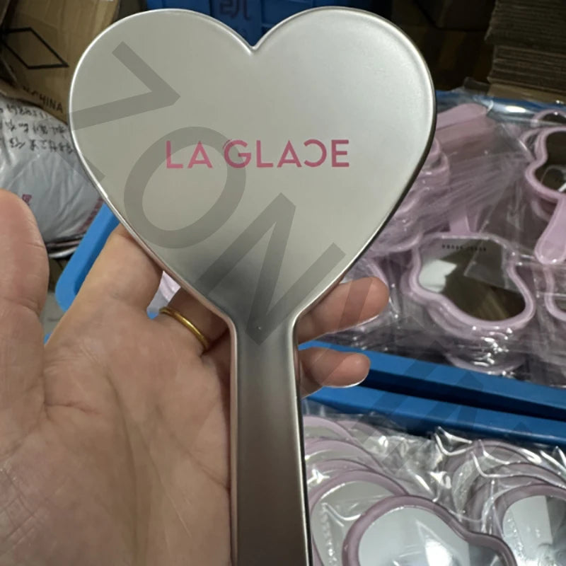 Zonyin Wholesale Cute Plating Silver Hand Held Mirror Custom Logo Plastic Lovely Lady Heart Handheld Makeup Mirror With Handle