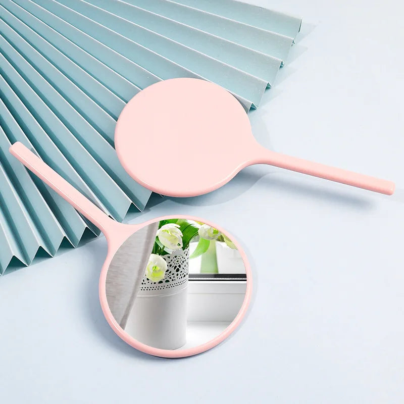 Zonyin Custom Logo Small Handheld Makeup Mirror ABS Plastic Handle Compact Cosmetic Mirror for Women Personalization Feature