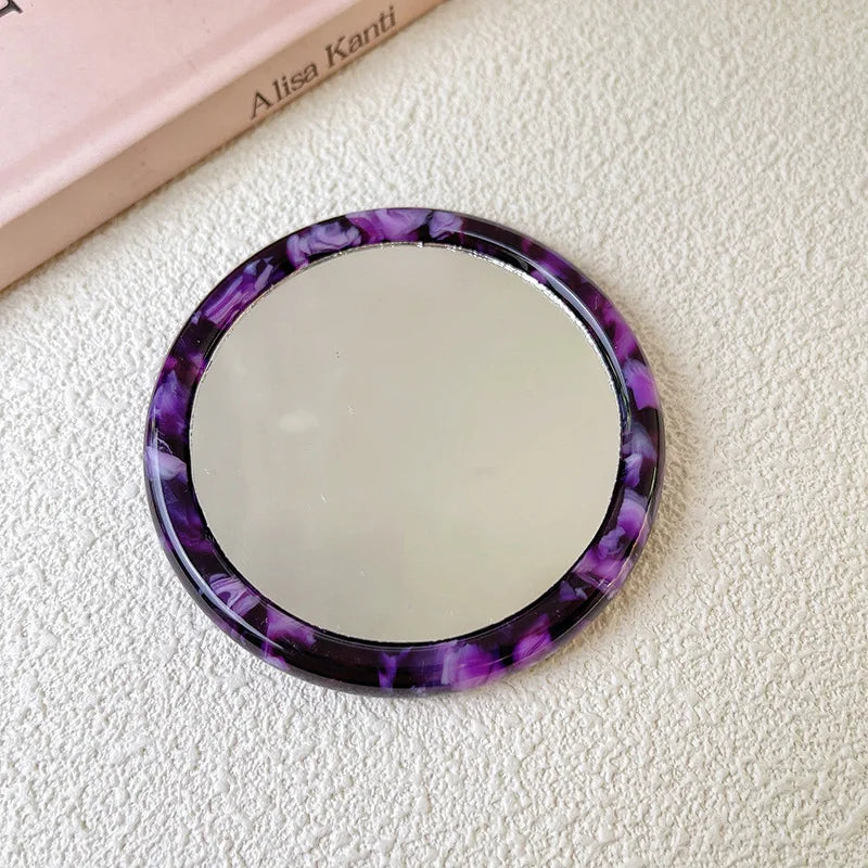 Zonyin Travel Gift Custom Logo Acetate Portable Beauty Makeup Mirror Hand Held Compact Mini Small Cosmetic Pocket Mirror