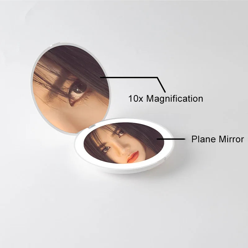 Zonyin Magnified Round Pocket Led Light Mirror Portable Foldable Mini Small Makeup Mirror With Led Light