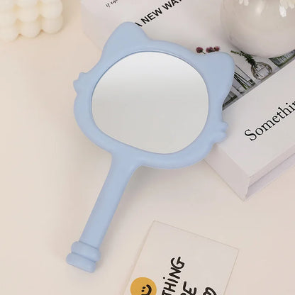 Zonyin New Design Plastic Cartoon Cute Cat Shape Portable Handheld Makeup Mirror Salon Hand Held Mirror Cosmetic Mirror for Girl