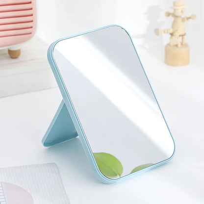 Zonyin Abs Plastic Desktop Rotatable Foldable Cosmetic Mirror Square HD Glass Princess Tabletop Makeup Mirror With Hanging Hole