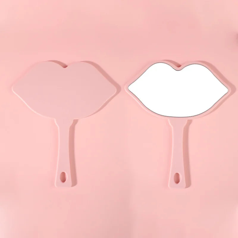Zonyin Hot Sale Custom logo Large Handheld Mirror Lip Design Portable Plastic Personalized Hand Cosmetic Makeup Mirror for Girls