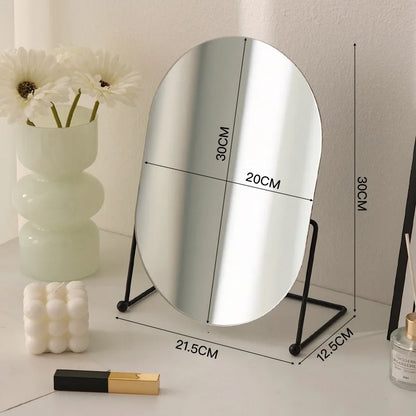 Zonyin Desktop Oval Rotating 360 Makeup Mirror Ins Style Dressing Table Mirror High Aesthetic Bedroom Vanity Mirror