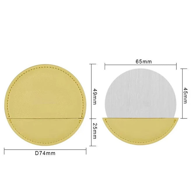 Zonyin Round Compact Stainless Steel Makeup Mirror Customized Logo Mini PU Leather Hand Pocket Cosmetic Mirror for Promotional