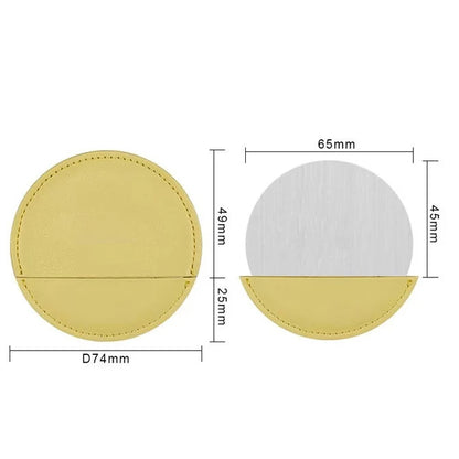 Zonyin Round Compact Stainless Steel Makeup Mirror Customized Logo Mini PU Leather Hand Pocket Cosmetic Mirror for Promotional