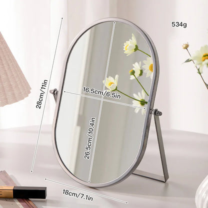 Zonyin Desktop Oval Rotating 360 Makeup Mirror Ins Style Dressing Table Mirror High Aesthetic Bedroom Vanity Mirror